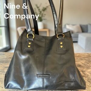 🖤 Vintage Nine & Company Black Shoulder Bag | Brass Hardware Classic